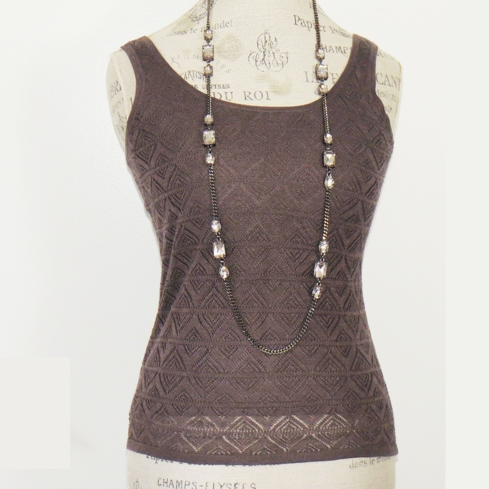 Sigrid Olsen Knitted Top Size S Taupe Brown Gray